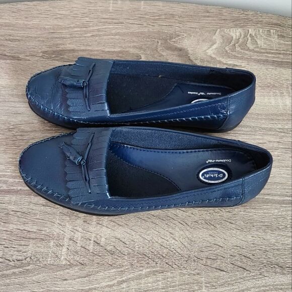 DR. SCHOOL'S  LEATHER UPER WOMEN'S MOCCASIN SIZE 9M BLUE COLOR. - Picture 1 of 4